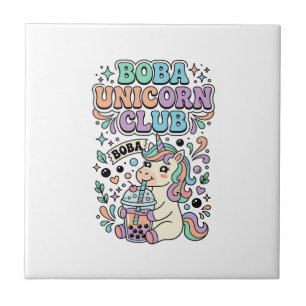 Unicorn Boba Unicorn Club Kawaii Typography Design Tile
