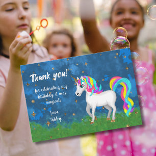 Unicorn Bold Bright Colours Thank You Birthday Card