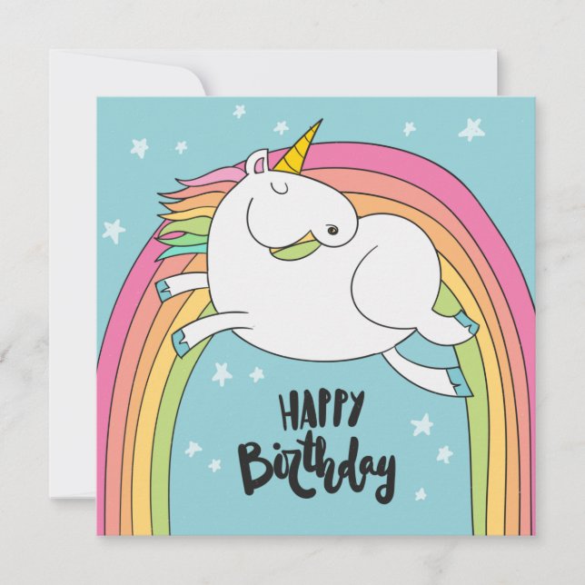 Unicorn Bonne carte de vacances d'anniversaire (Devant)
