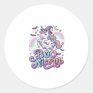 Unicorn Boo-nicorn Premium Vector Vector Design_1 Classic Round Sticker