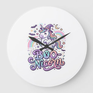 Unicorn Boo-nicorn Premium Vector Vector Design_1 Large Clock