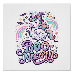 Unicorn Boo-nicorn Premium Vector Vector Design_1 Poster
