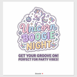 Unicorn Boogie Night Bold Typography Graphic Tee D