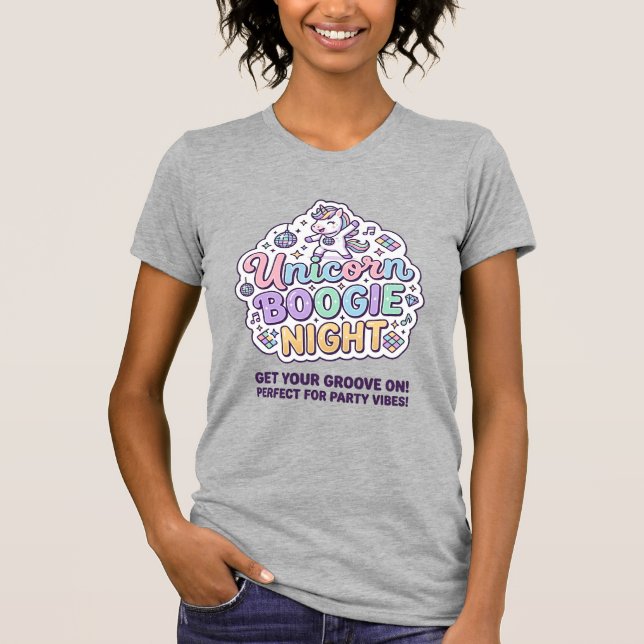 Unicorn Boogie Night Bold Typography Graphic Tee D (Front)