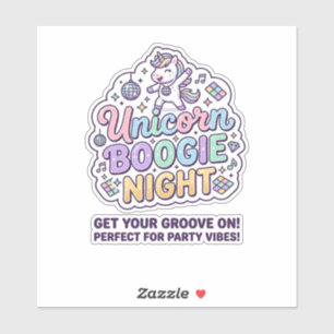 Unicorn Boogie Night Bold Typography Graphic Tee D