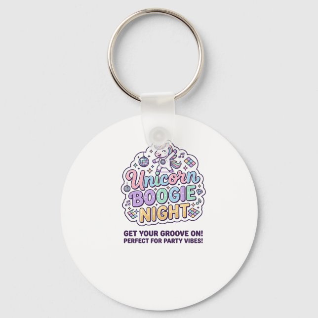 Unicorn Boogie Night Bold Typography Graphic Tee D Keychain (Front)