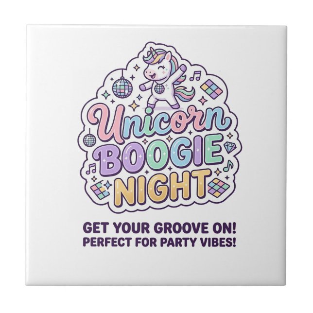 Unicorn Boogie Night Bold Typography Graphic Tee D Tile (Front)