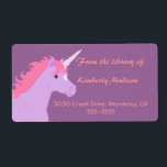 Unicorn Book Label<br><div class="desc">For your favourite books, this unicorn will keep them safe from harm. Easy to personalize, use the customize button to adjust background colour, text style, colour and size. Original art by Night Owl's Menagerie, 2012.</div>