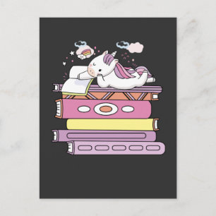 Unicorn Book Reading Girl Reader Future Librarian Postcard