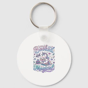 Unicorn Booked and Magical Gift Idea Typography De Keychain