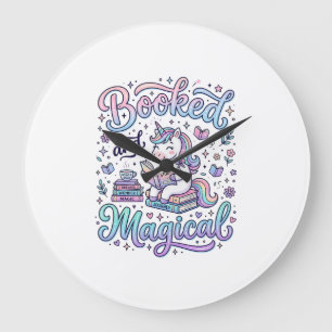 Unicorn Booked and Magical Gift Idea Typography De Large Clock