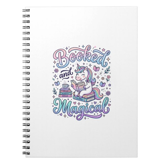 Unicorn Booked and Magical Gift Idea Typography De Notebook (Front)