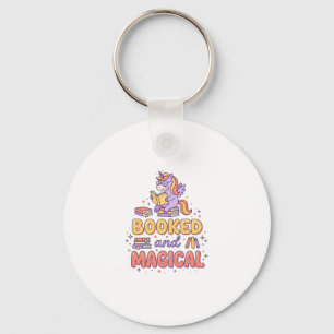 Unicorn Booked and Magical Print Ready White Backg Keychain