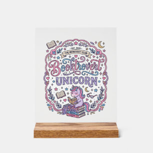Unicorn Booktrovert Unicorn Playful Cute Gift Desi Acrylic Sign