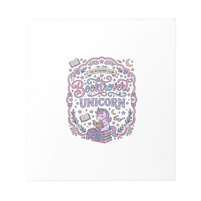 Unicorn Booktrovert Unicorn Playful Cute Gift Desi Notepad (Front)