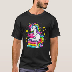 Unicorn Bookworm Librarian Reading is Magical Rain T-Shirt