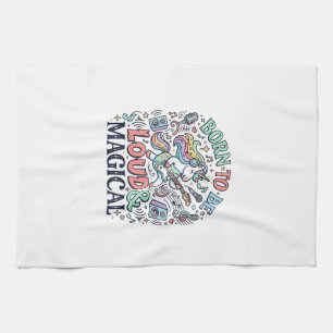 Unicorn Born to Be Loud and Magical Original White Kitchen Towel