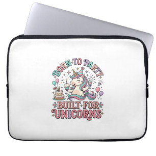 Unicorn Born to Party Built for Unicorns Retro Sty Laptop Sleeve