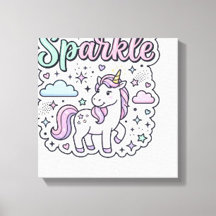 Unicorn Born to Sparkle Graphic Design Merch Desig Canvas Print