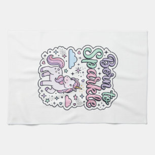 Unicorn Born to Sparkle Graphic Design Merch Desig Kitchen Towel