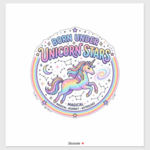 Unicorn Born Under Unicorn Stars Funny Print on De