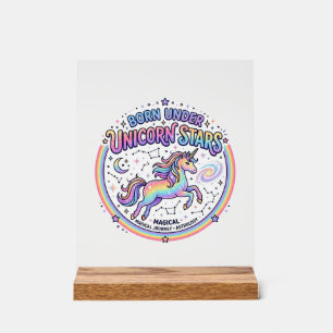 Unicorn Born Under Unicorn Stars Funny Print on De Acrylic Sign