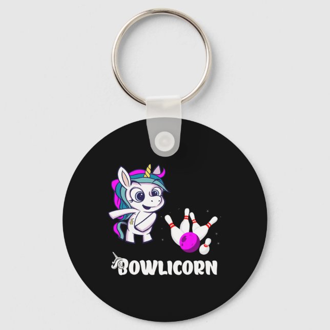 Unicorn Bowling Pin Strike Bowling Bowler Bowling  Keychain (Front)