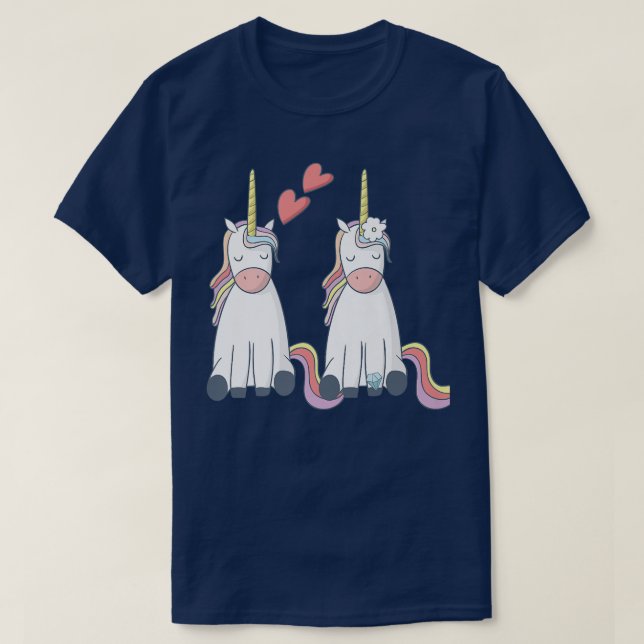 Unicorn Bride and Groom Inlove Funny  T-Shirt (Design Front)