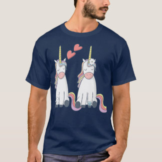 Unicorn Bride and Groom Inlove Funny  T-Shirt