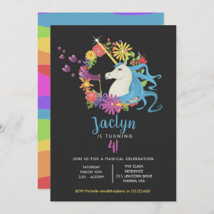 Unicorn Bubbles Birthday Party Invitation