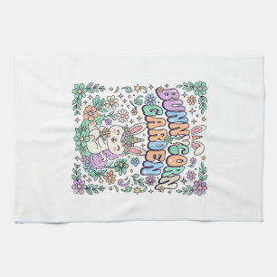 Unicorn Bunnycorn Garden Kawaii Typography Design_ Kitchen Towel
