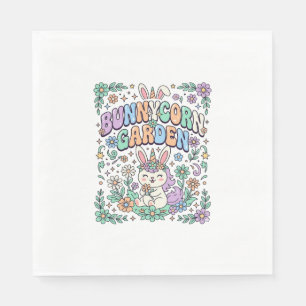 Unicorn Bunnycorn Garden Kawaii Typography Design_ Napkin