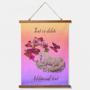 Unicorn Butterflies And Flowers Personalized  Hanging Tapestry