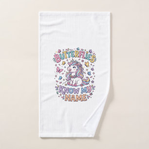 Unicorn Butterflies Know My Name Charming POD Artw Hand Towel