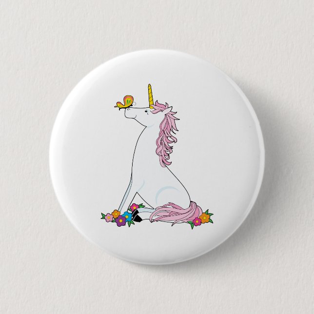 Unicorn Butterfly 2 Inch Round Button (Front)