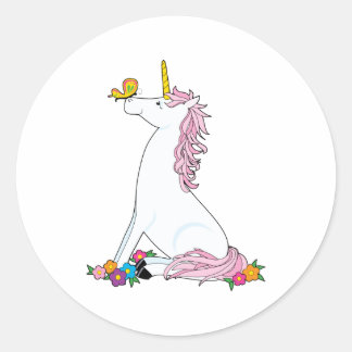 Unicorn Butterfly Classic Round Sticker