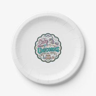 Unicorn Cake Confetti Unicorns POD Ready POD Artwo Paper Plate