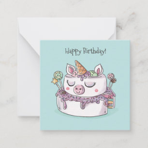 Unicorn Cake Happy Birthday Card