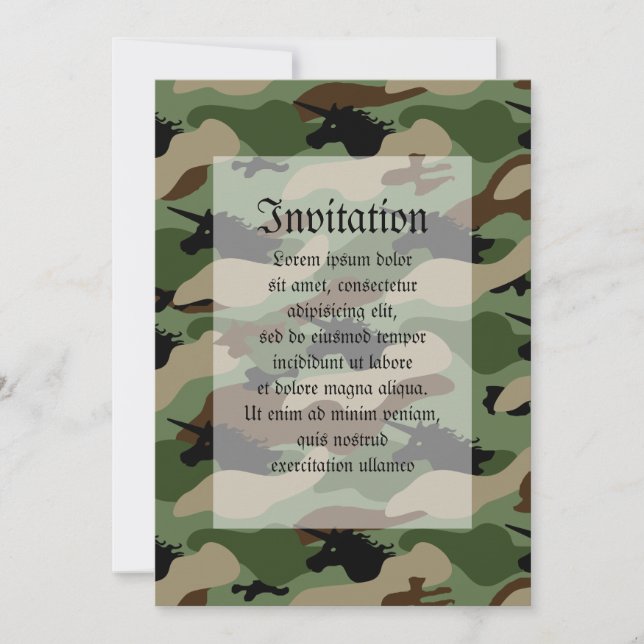 Unicorn Camouflage Invitation (Front)