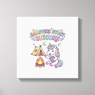 Unicorn Campfire Story Unicorn Charming POD Artwor Canvas Print
