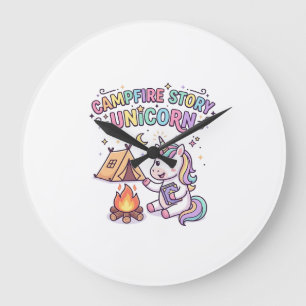 Unicorn Campfire Story Unicorn Charming POD Artwor Large Clock