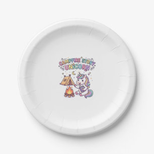 Unicorn Campfire Story Unicorn Charming POD Artwor Paper Plate