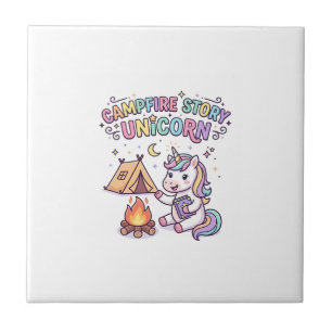 Unicorn Campfire Story Unicorn Charming POD Artwor Tile