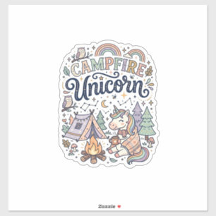 Unicorn Campfire Unicorn Premium Vector Sticker an