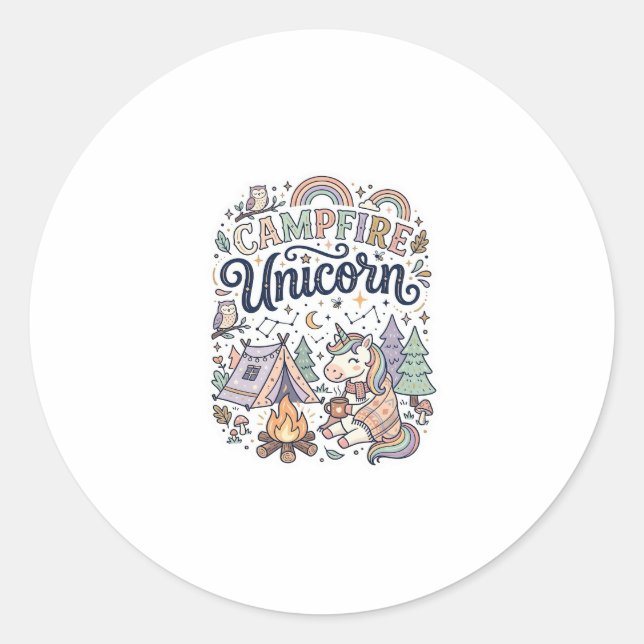 Unicorn Campfire Unicorn Premium Vector Sticker an (Front)