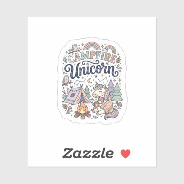 Unicorn Campfire Unicorn Premium Vector Sticker an (Sheet)