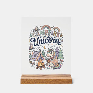 Unicorn Campfire Unicorn Premium Vector Sticker an Acrylic Sign
