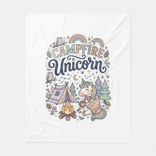 Unicorn Campfire Unicorn Premium Vector Sticker an Fleece Blanket