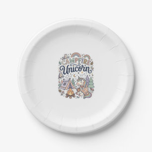 Unicorn Campfire Unicorn Premium Vector Sticker an Paper Plate