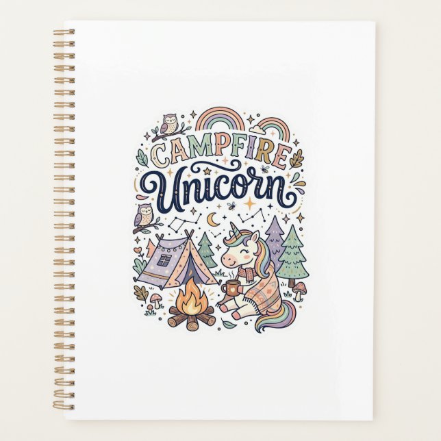 Unicorn Campfire Unicorn Premium Vector Sticker an Planner (Front)